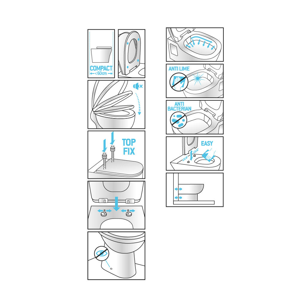 Vaso WC filomuro SENSEA neo, sedile incluso P 54.2 x L 36.3 x H 39.5 cm bianco - 12