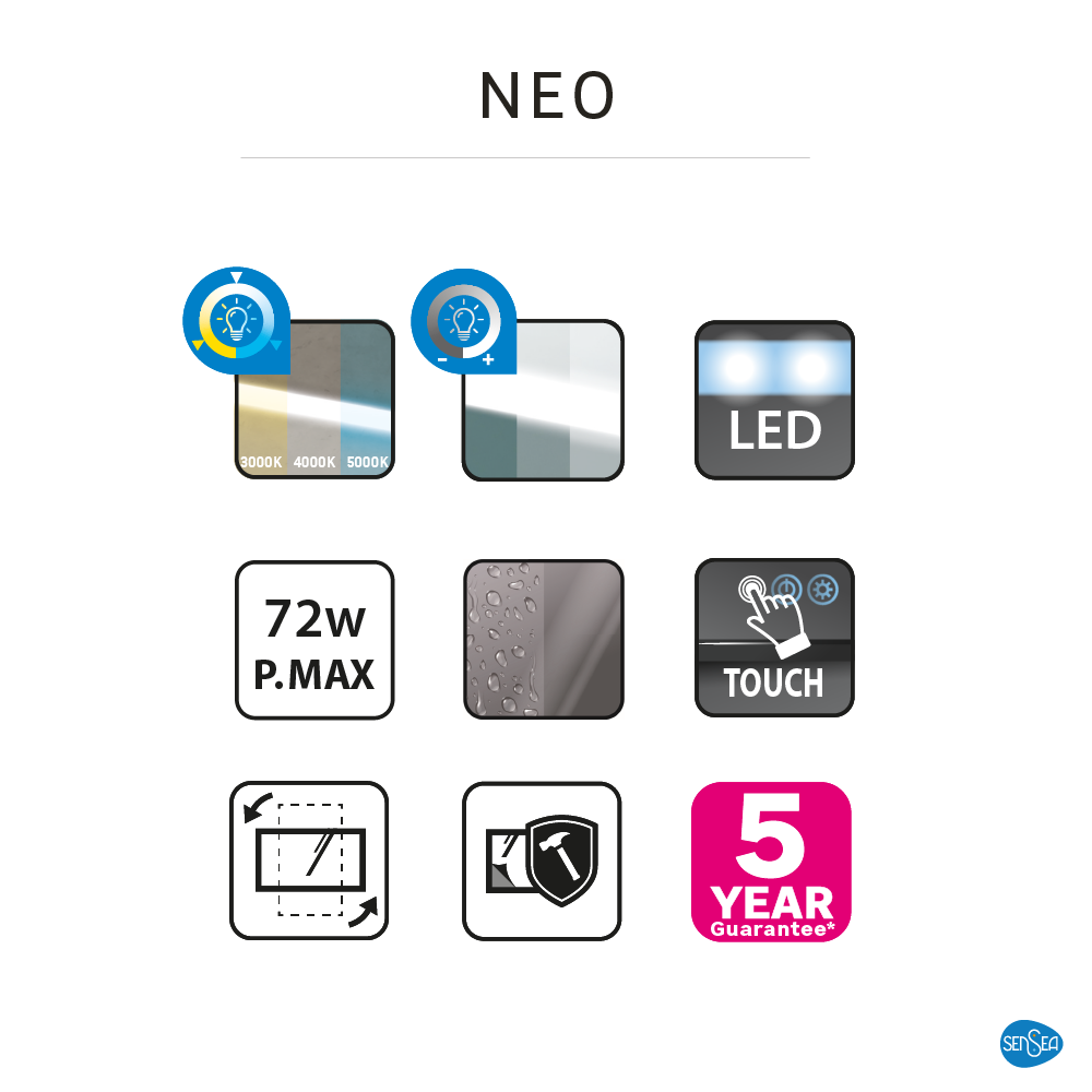 Specchio con illuminazione integrata bagno rettangolare SENSEA L 90 x H 90 x P 3.2 cm grigio / argento - 3