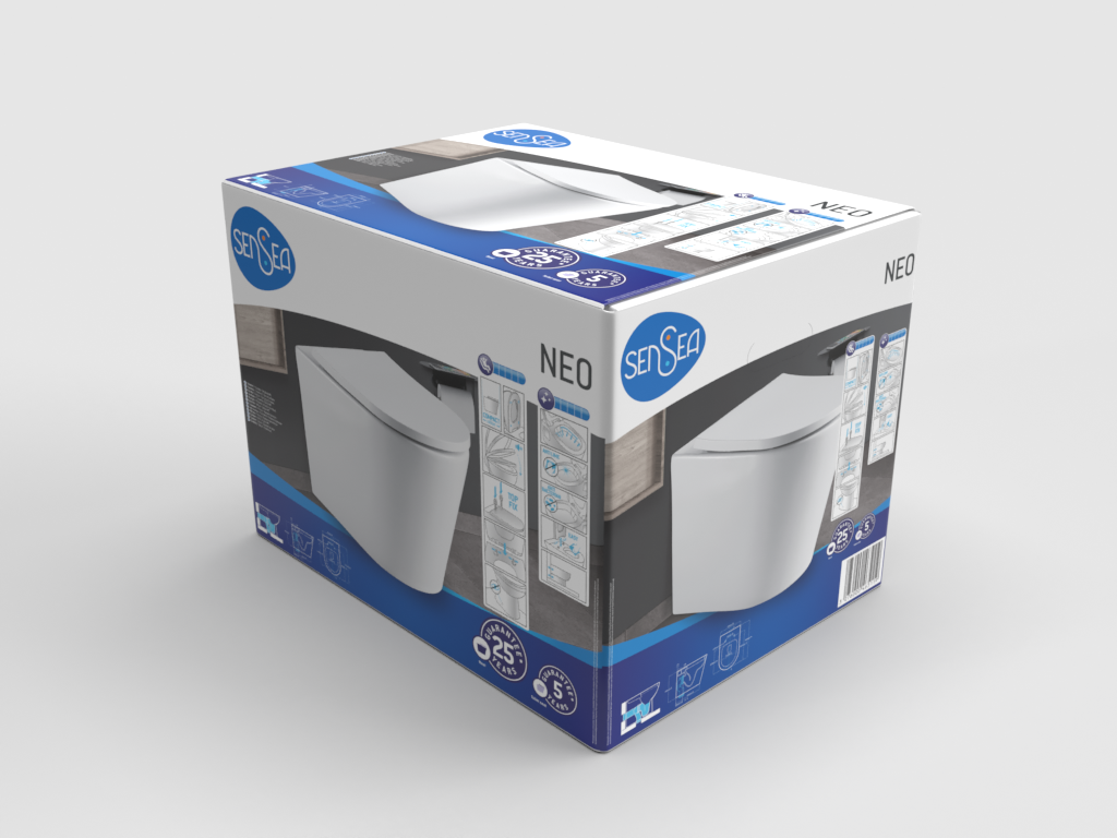 Vaso WC filomuro SENSEA neo, sedile incluso P 54.2 x L 36.3 x H 39.5 cm bianco - 14