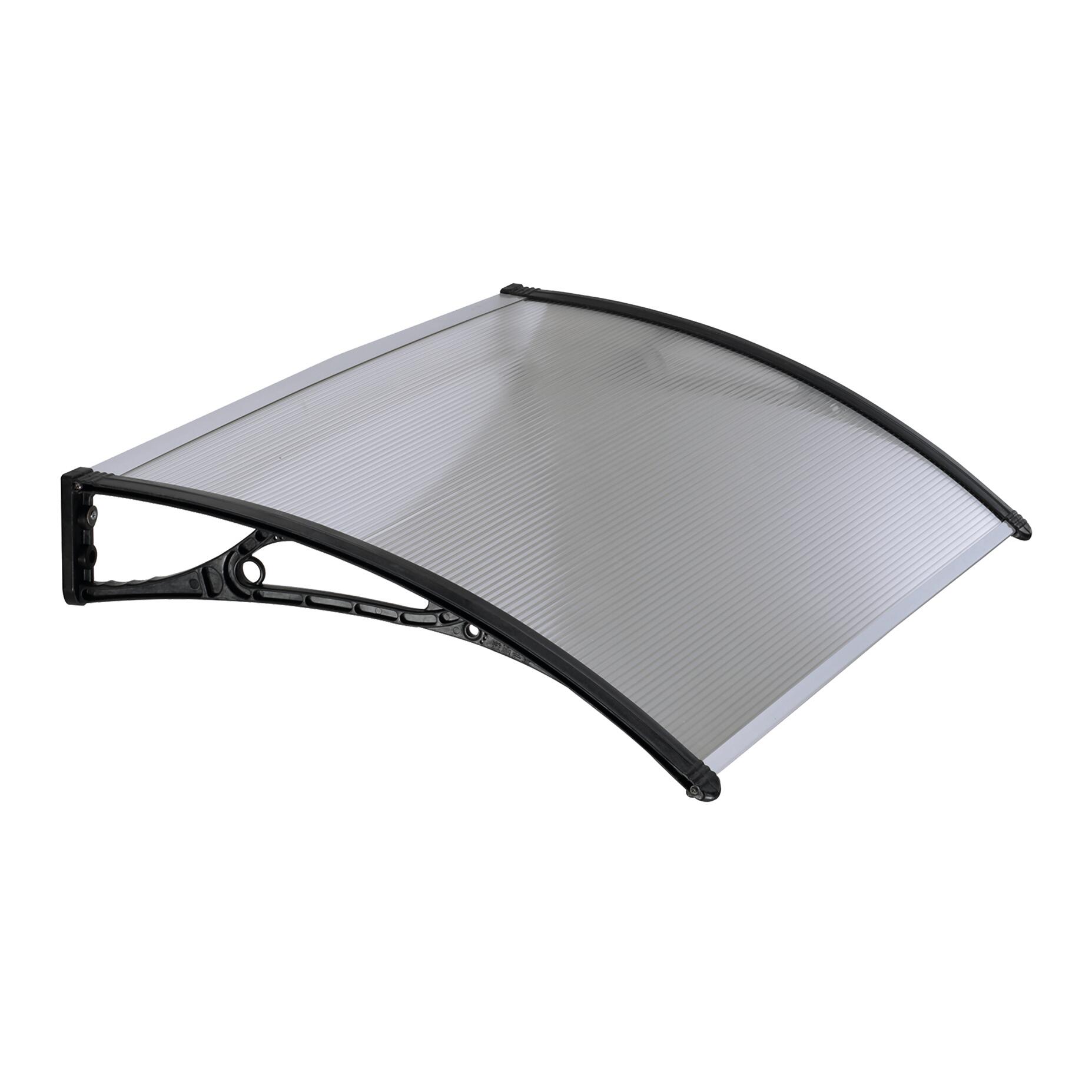 Pensilina in policarbonato trasparente L 100 x P 70 cm struttura in pvc nero - 2