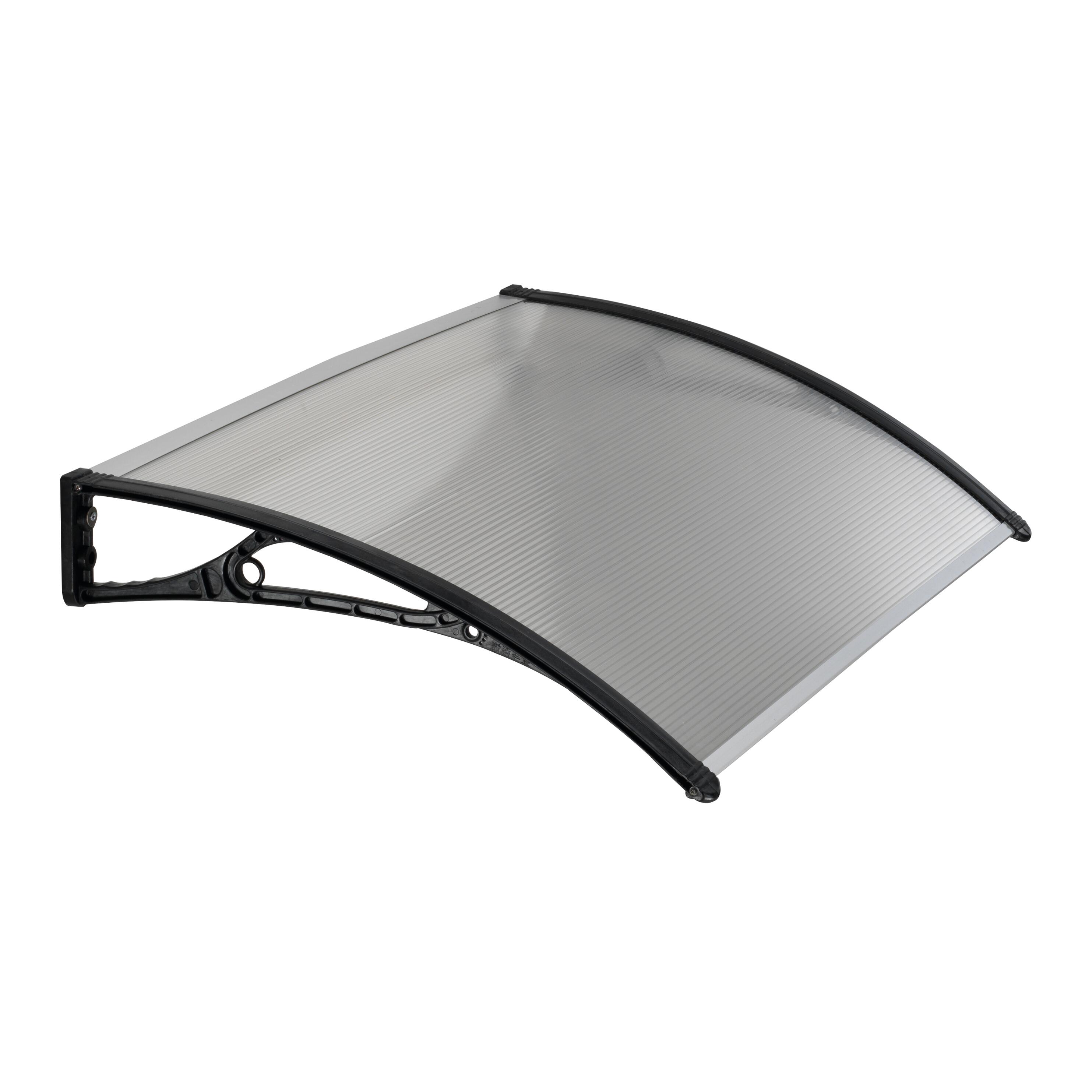 Pensilina Alveolare in policarbonato trasparente L 120 x P 80 cm struttura in pvc nero - 2