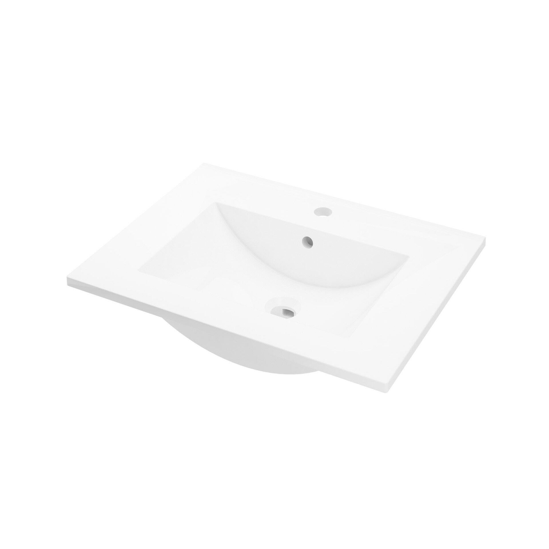 Plan vasque simple Essential Céramique blanc l.60 x P.45 cm - 3