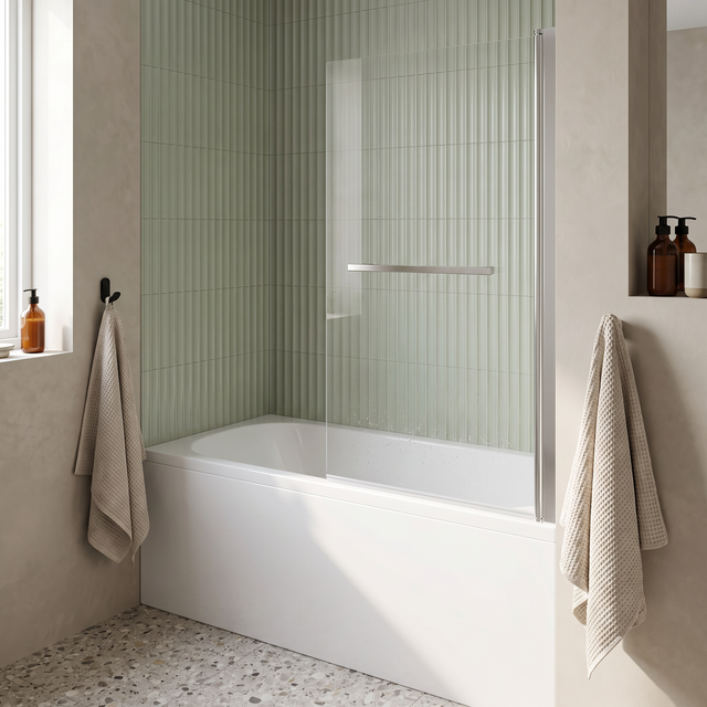 BIOMBO DE BAÑERA ABATIBLE AVA 93X150CM CROMO