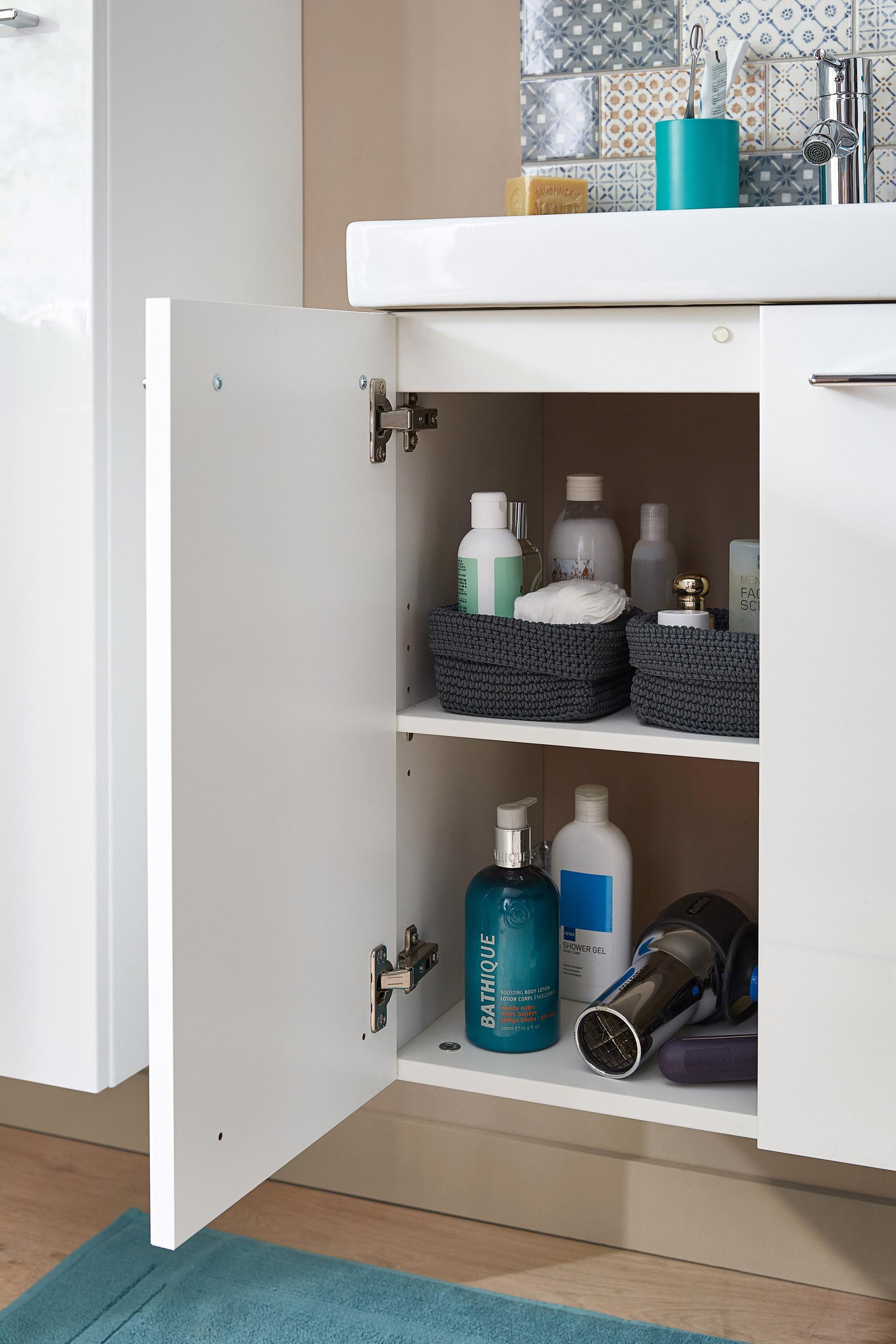 Meuble sous-vasque simple vasque L.60cm x H.58cm x P.33cm blanc Remix - 6