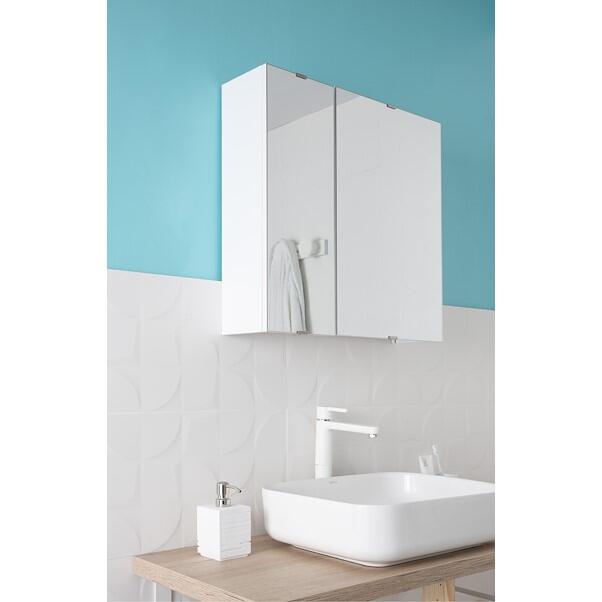 Armoire de toilette l.58 cm H.58 cm P.17 cm, blanc, SENSEA Essential