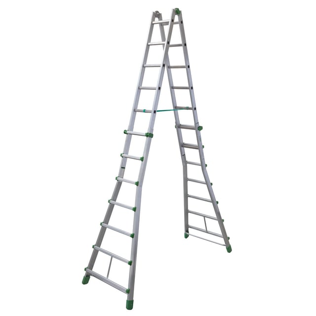 Scala telescopica FACAL Euro Briko in alluminio 7 + 7 gradini portata massima 150 kg EN 131 per lavori fino a 4.75 m