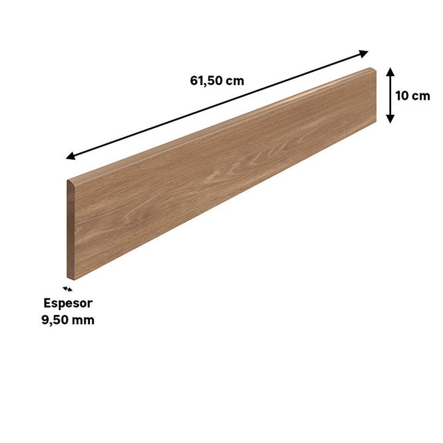 Rodapié cerámico Verna 61.5x10 cm madera oak
