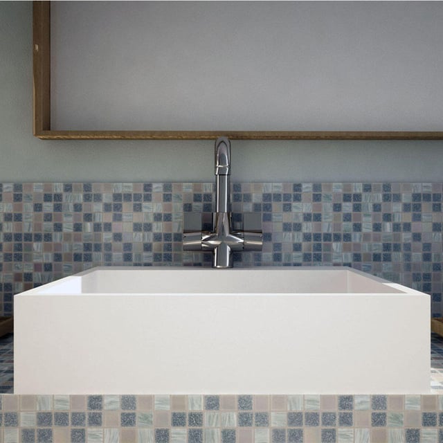 Mosaico in vetro Lead grigio L 0.4 x L 31.6cm x Sp. 4 mm