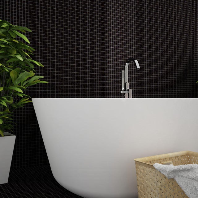 Piastrella Mosaico in vetro Slate nero L 31.6 x L 31.6cm x Sp. 4 mm