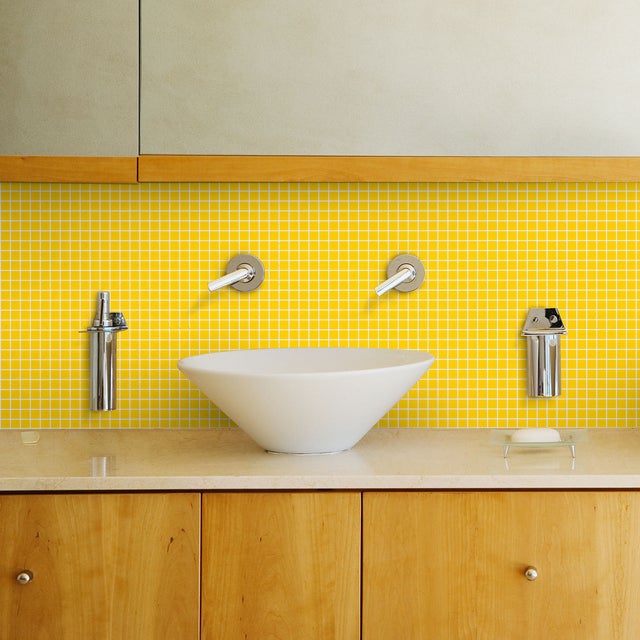 Piastrella Mosaico in vetro Canary giallo L 31.6 x L 31.6cm x Sp. 4 mm, 10 pezzi