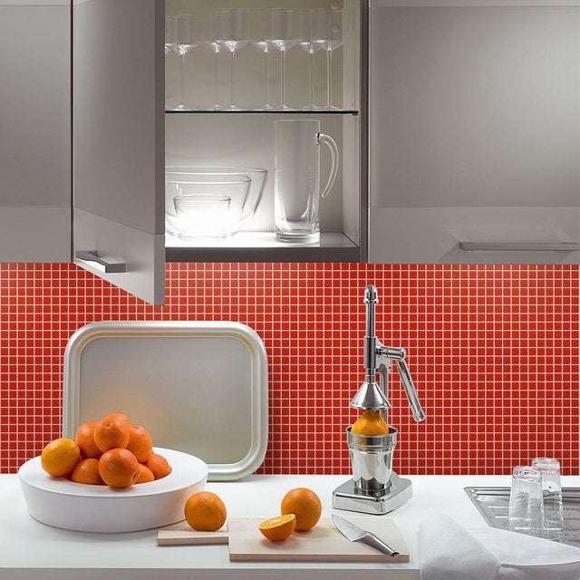 Piastrella Mosaico in vetro Ibisco rosso  L 31.6 x L 31.6cm x Sp. 4 mm