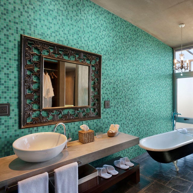 Piastrella Mosaico in vetro Aquamarine blu L 31.6 x L 31.6cm x Sp. 4 mm, 10 pezzi