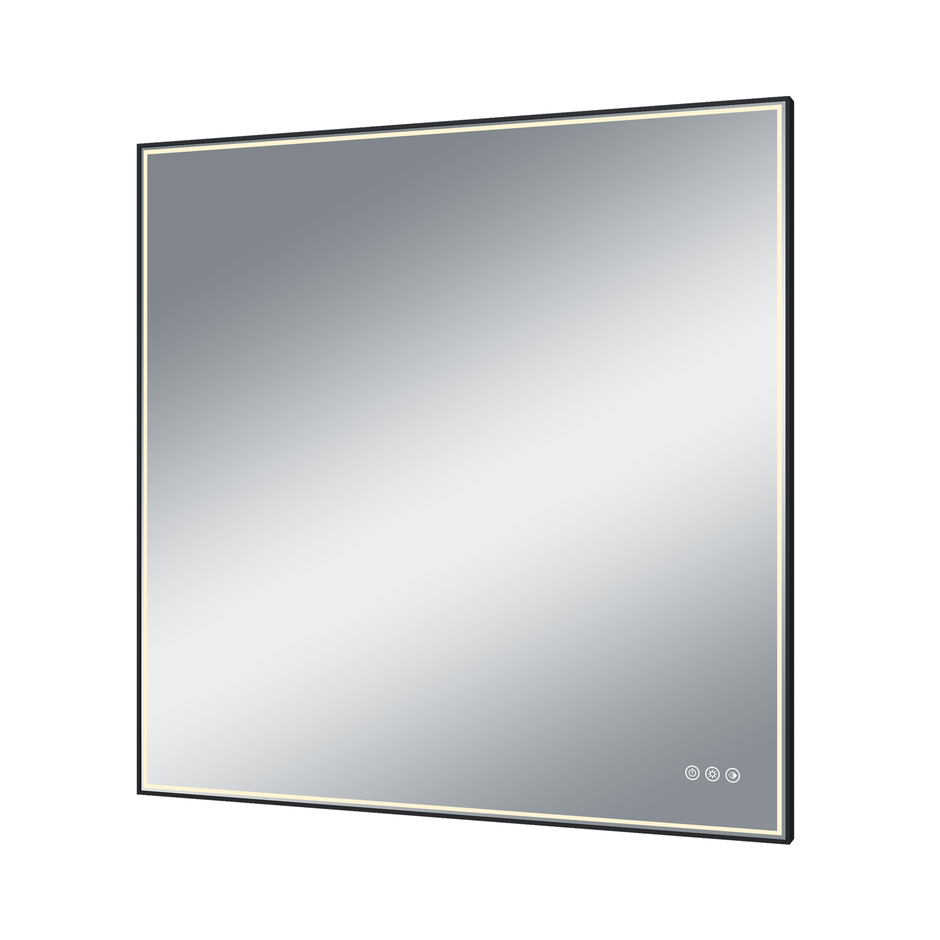 Specchio con illuminazione integrata bagno rettangolare SENSEA L 90 x H 90 x P 3.2 cm grigio / argento - 2