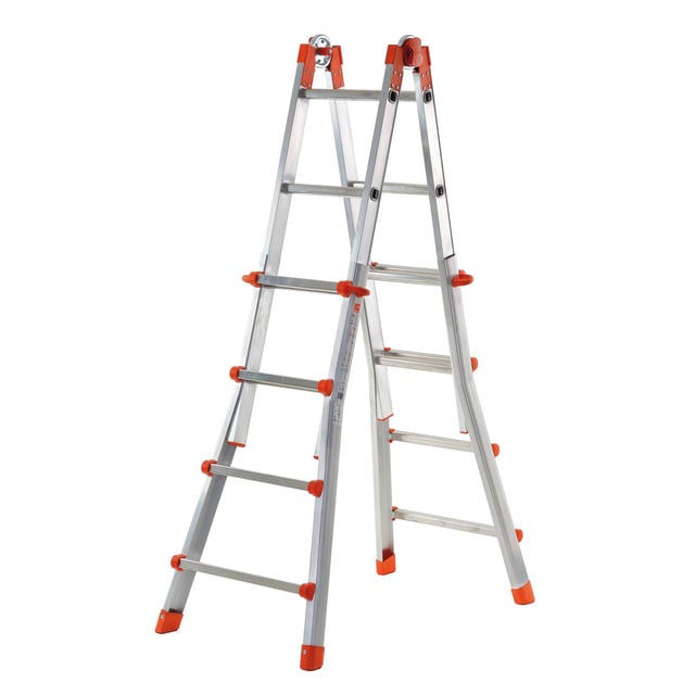 Scala telescopica GIERRE Peppina ALU125 in alluminio 4 + 4 gradini portata massima 125 kg D.lgs 81/08 per lavori fino a 4.72 m