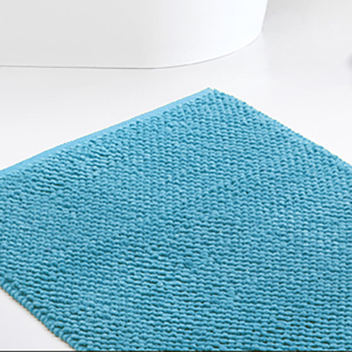 IDesign Tappeto Bagno Morbido In Cotone Con Nappe - Tappetino Assorbente Rettangolare, Bianco E Colorato, 53x86 Cm