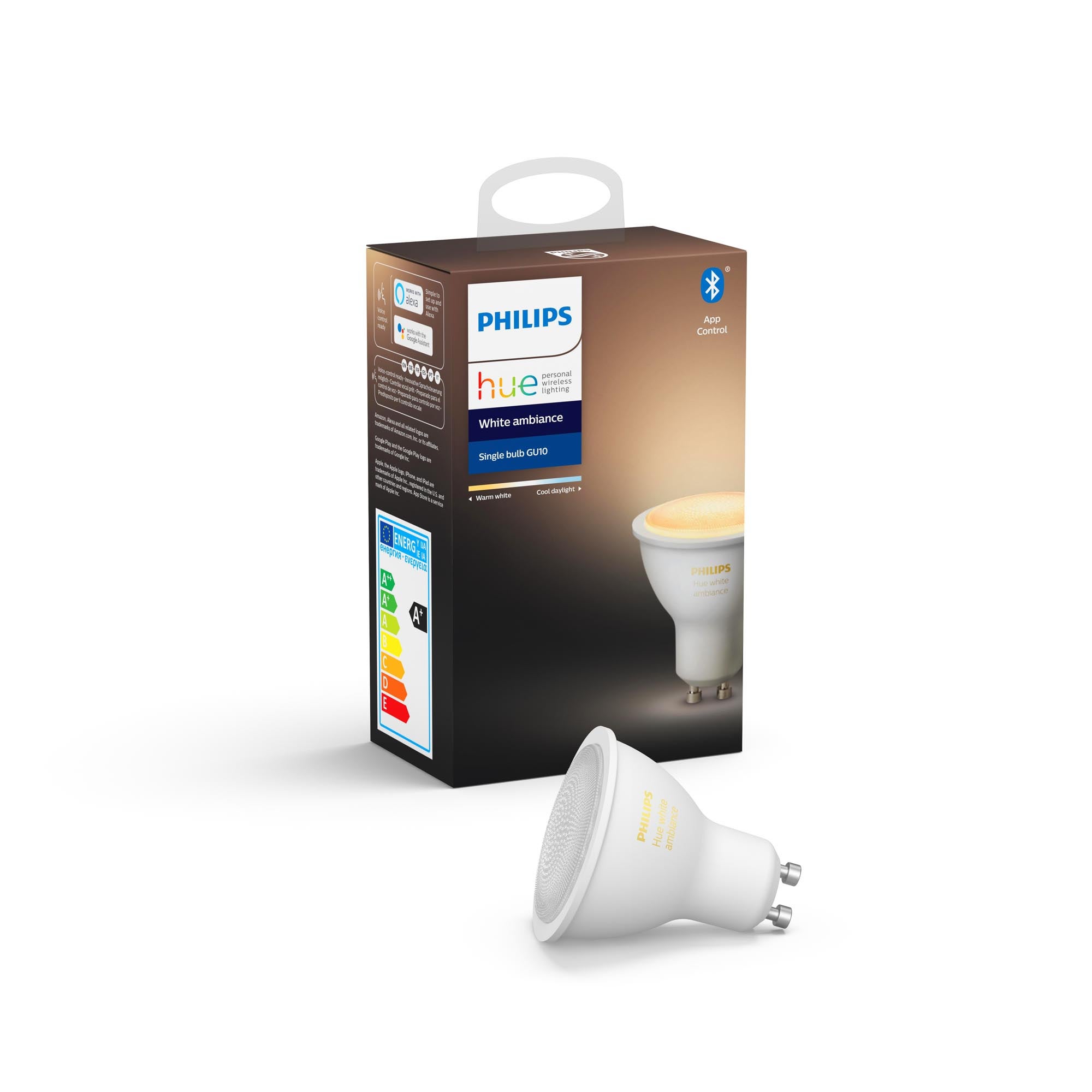 Lampadina HUE AMBIENCE BLUETOOTH, LED, GU10 faretto, trasparente, cct, 5W= 350 LM 42° dimmerabile, PHILIPS HUE - 11