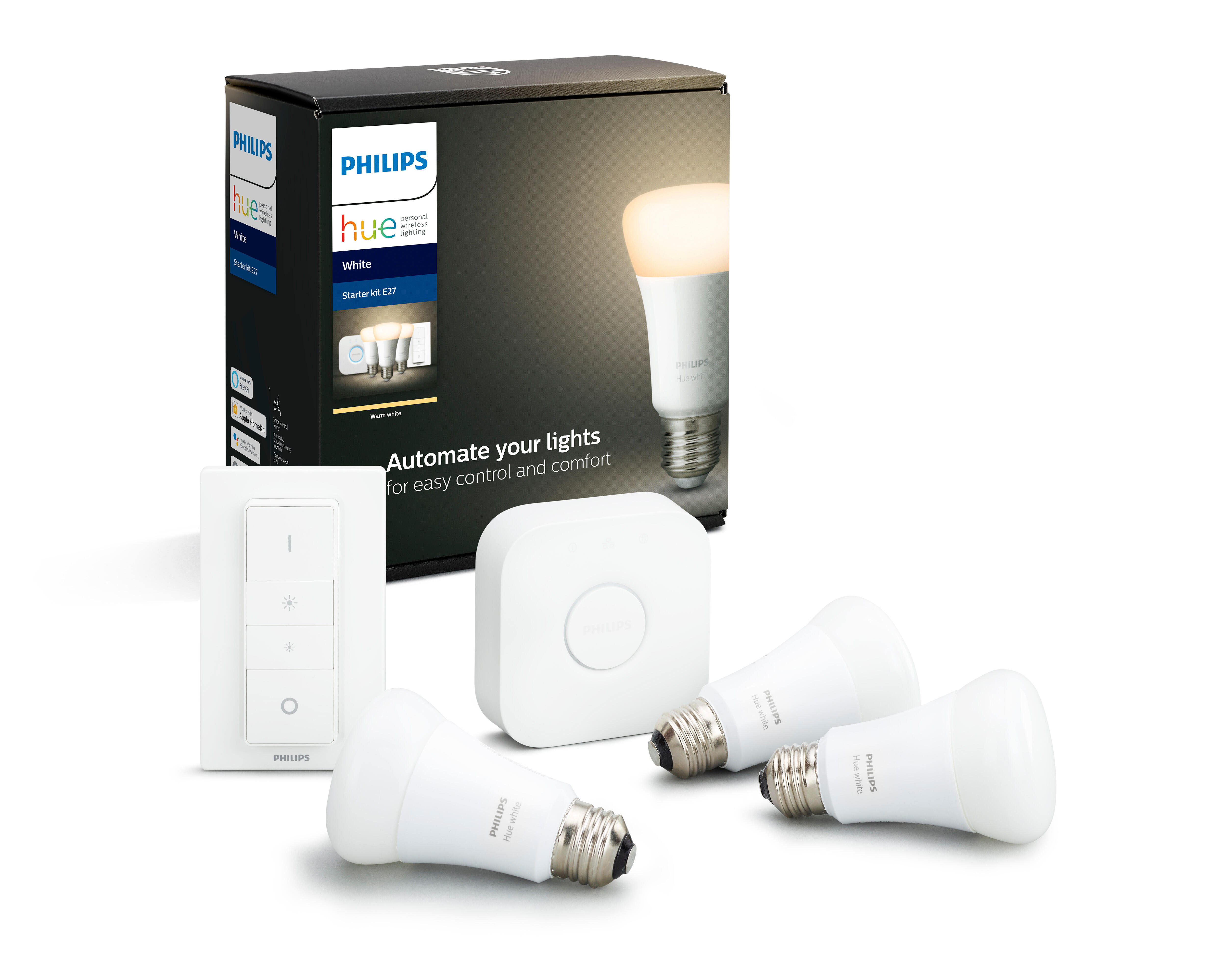 Set da 3 lampadine HUE WHITE BLUETOOTH + BRIDGE + DIMMER, LED, E27 goccia, opaco, luce calda, 9W= 806 LM 150° dimmerabile, PHILIPS HUE - 7
