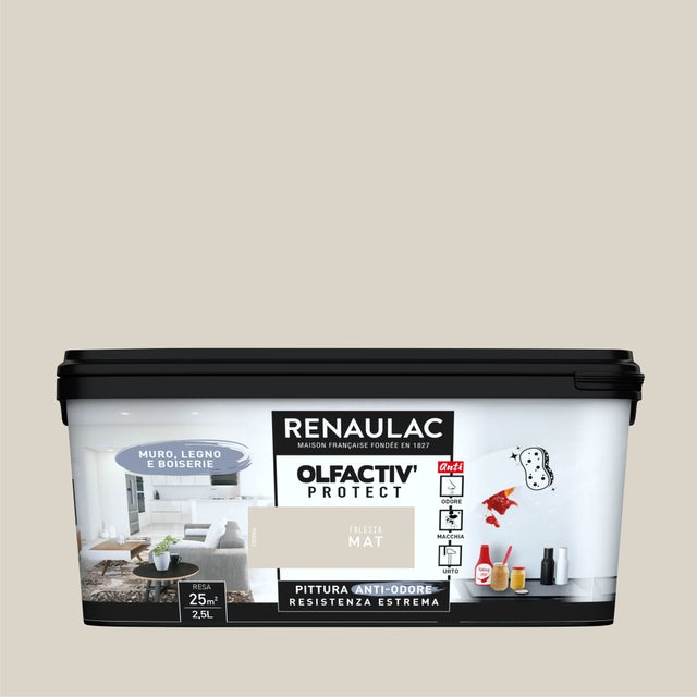 Pittura per interni super lavabile, RENAULAC Olfactive beige falesia opaco, 2.5 L