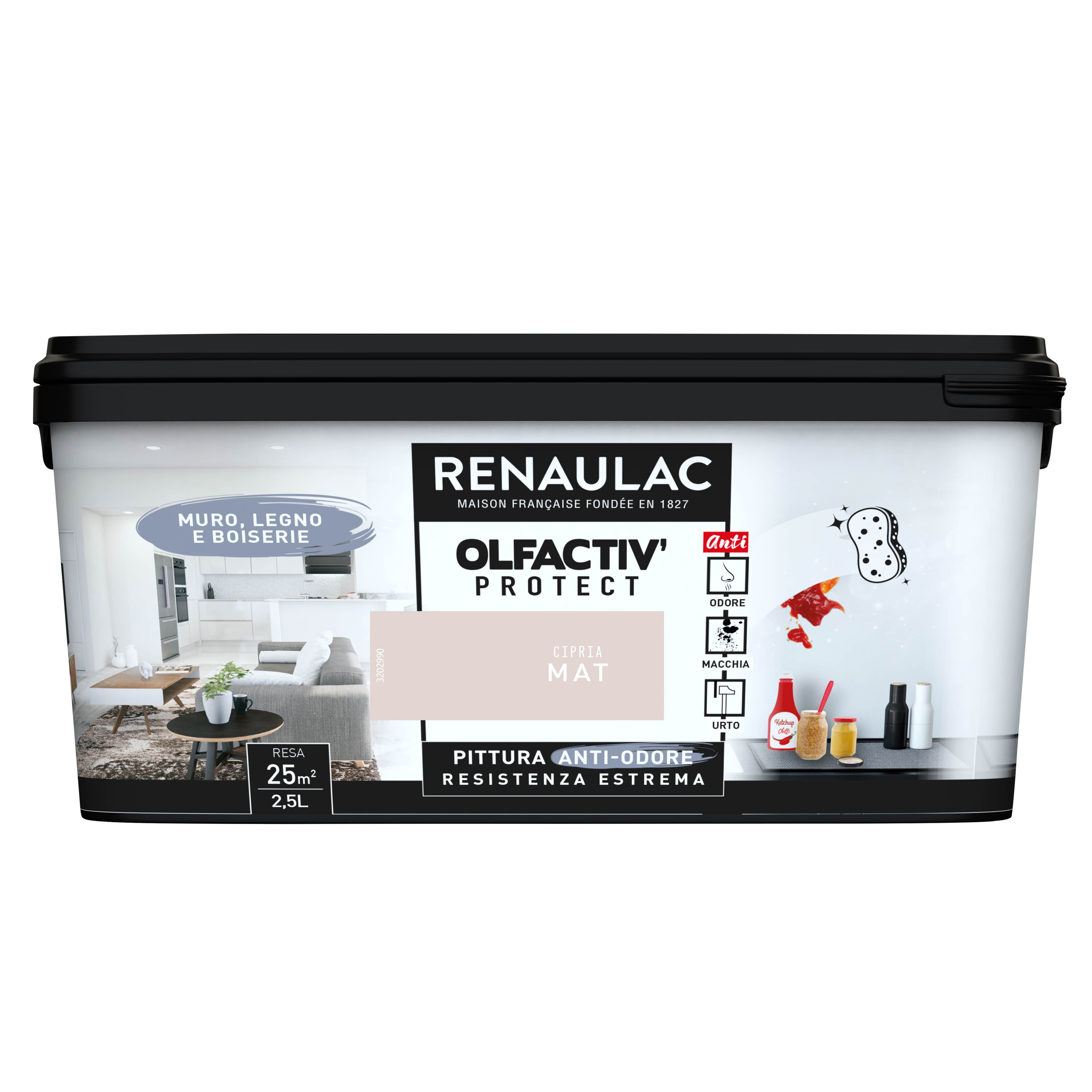 Pittura per interni super lavabile, RENAULAC Olfactive rosa cipria opaco, 2.5 L - 2