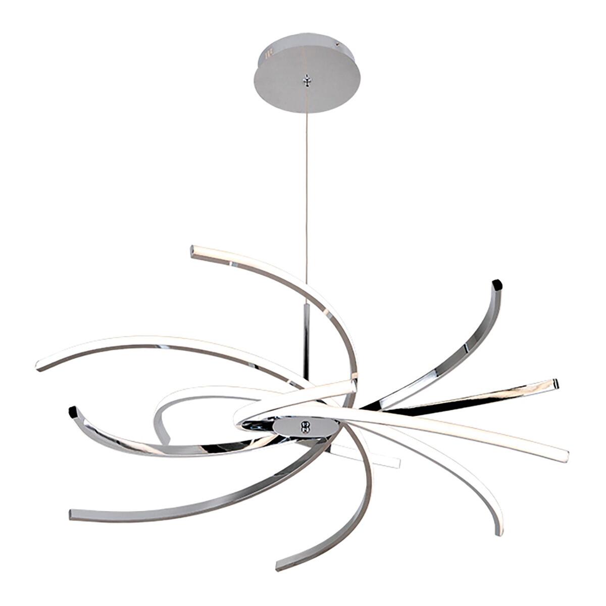 Lampadario LED design Elettra cromo Ø98cm, luce naturale 6400 lumen, NOVECENTO - 3