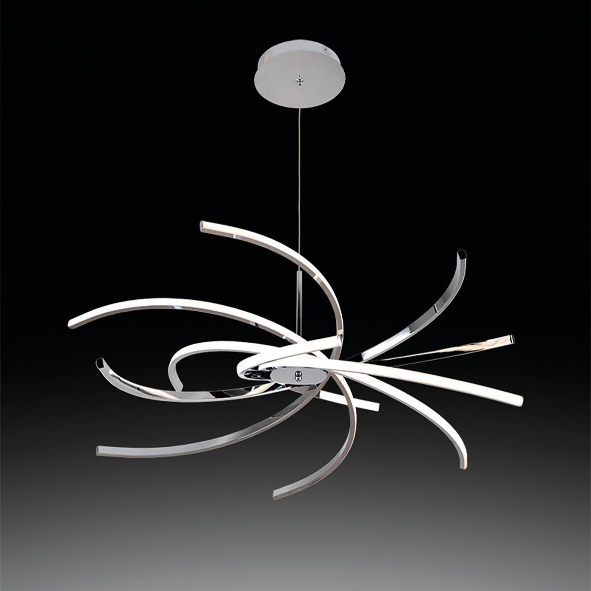 Lampadario LED design Elettra cromo Ø98cm, luce naturale 6400 lumen, NOVECENTO - 2