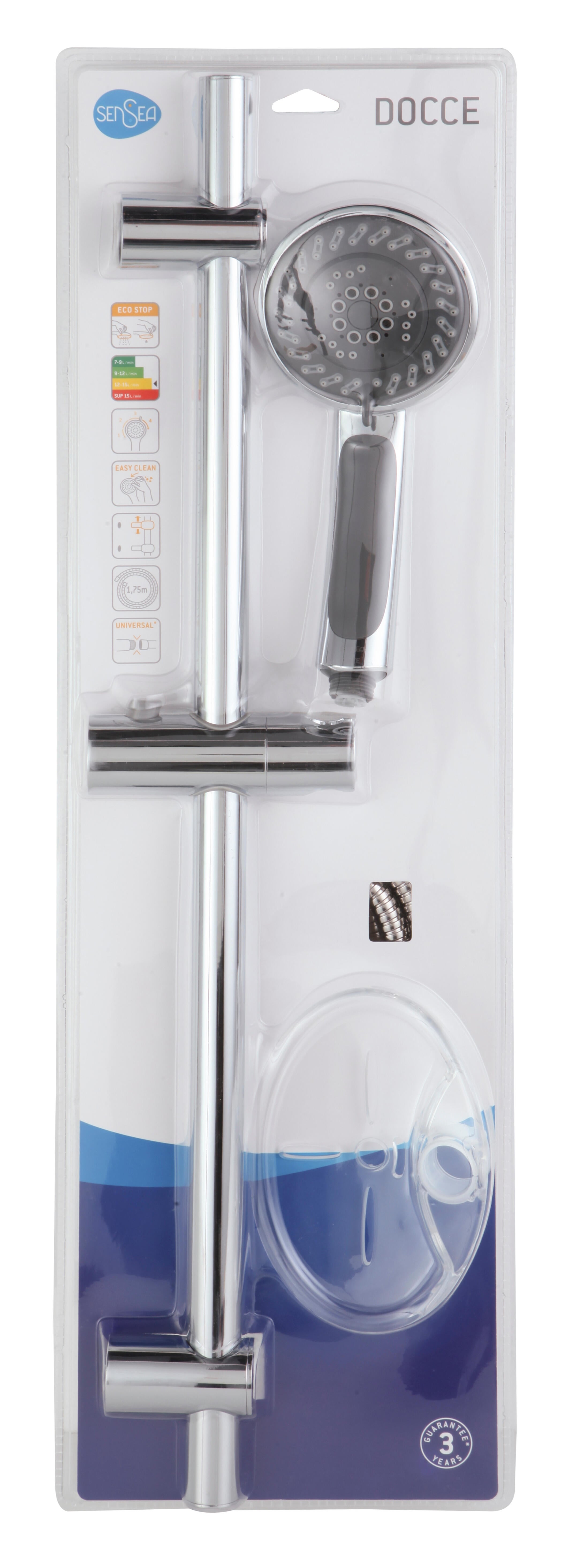 Alcachofa de ducha + flexo + barra SENSEA Docce cromado con 4 funciones - 12