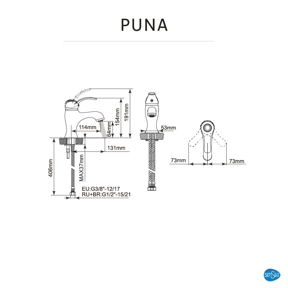 Grifo de lavabo SENSEA Puna monomando cromo brillo. Antical. Latón - 5