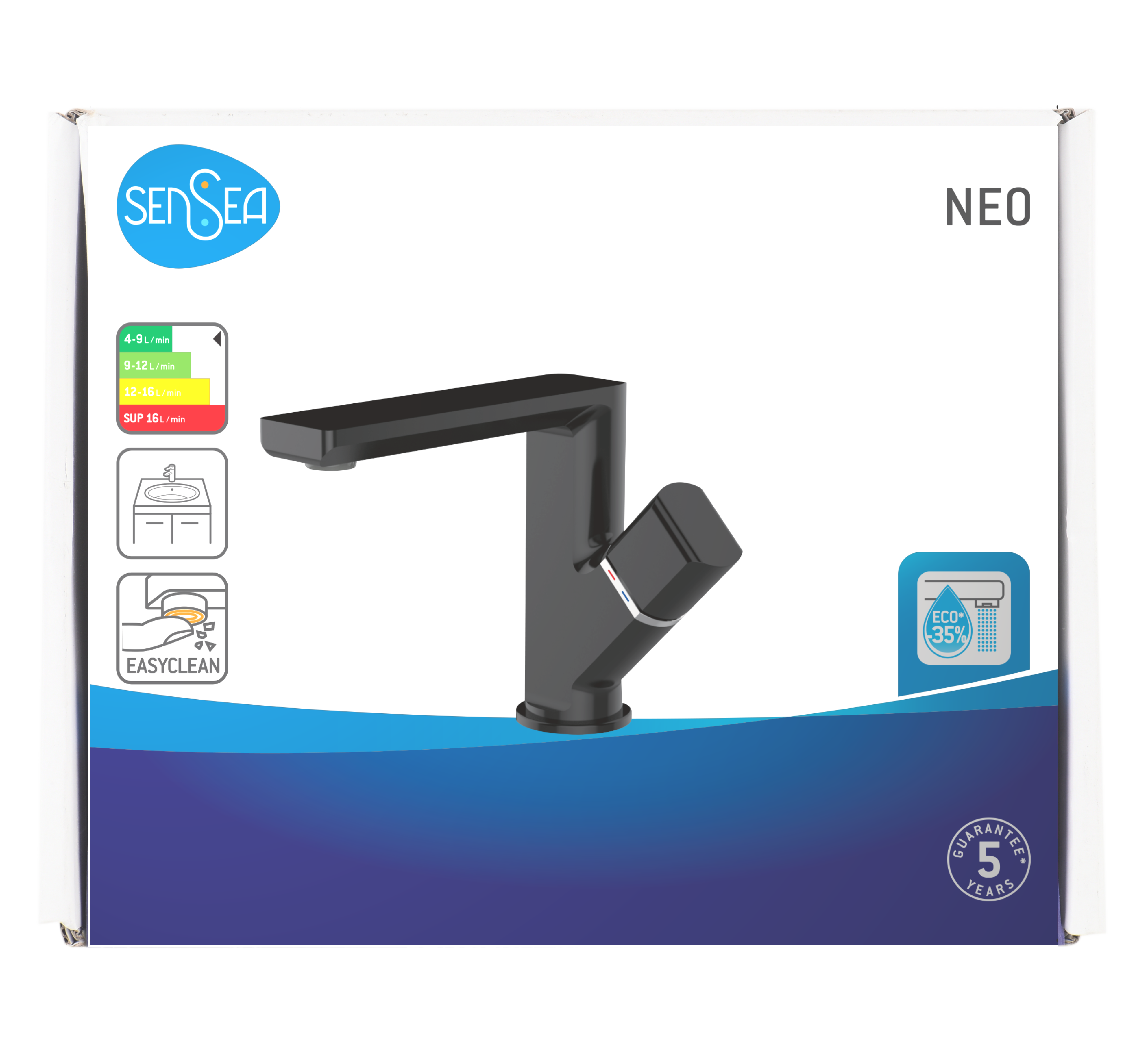 Rubinetto per lavabo Neo nero opaco SENSEA H 13.8 cm - 10