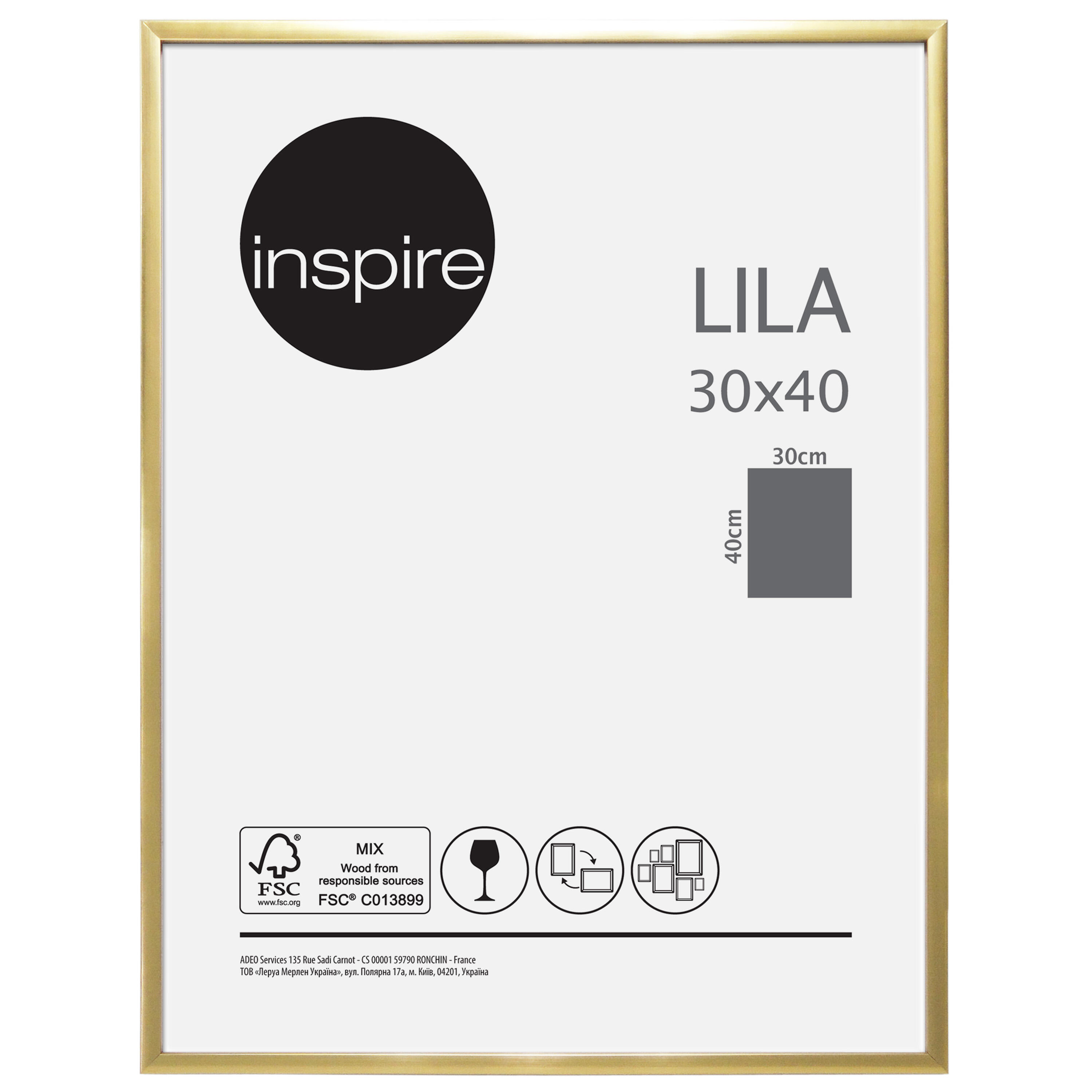Cadre Lila, H.40 x l.30 cm doré, INSPIRE - 8