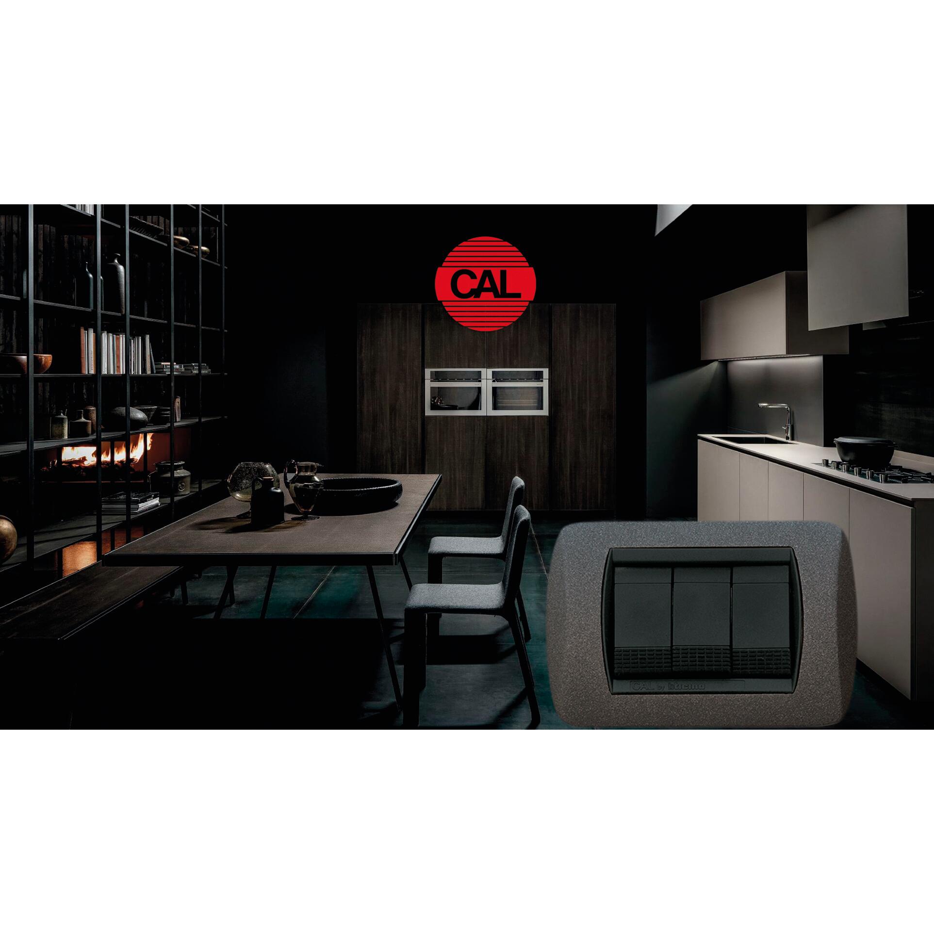 Placca 3 moduli in zama serie Living International  CAL ardesia - 3