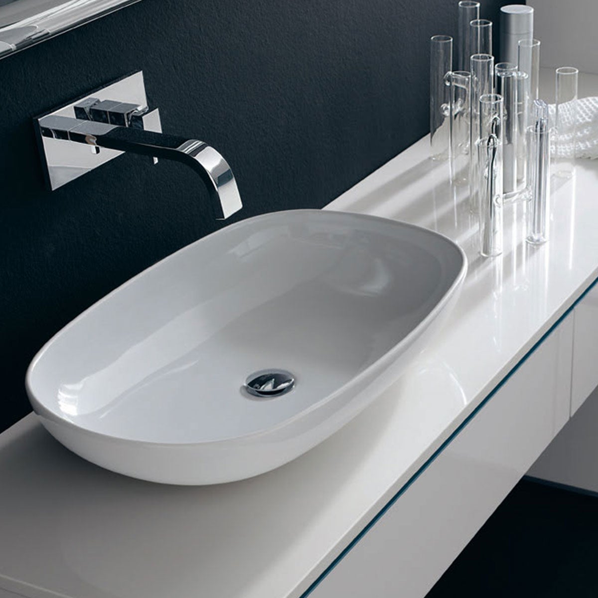 Lavabo da appoggio rio small ovale in ceramica L 60 x H 15 x P 40 cm bianco - 2