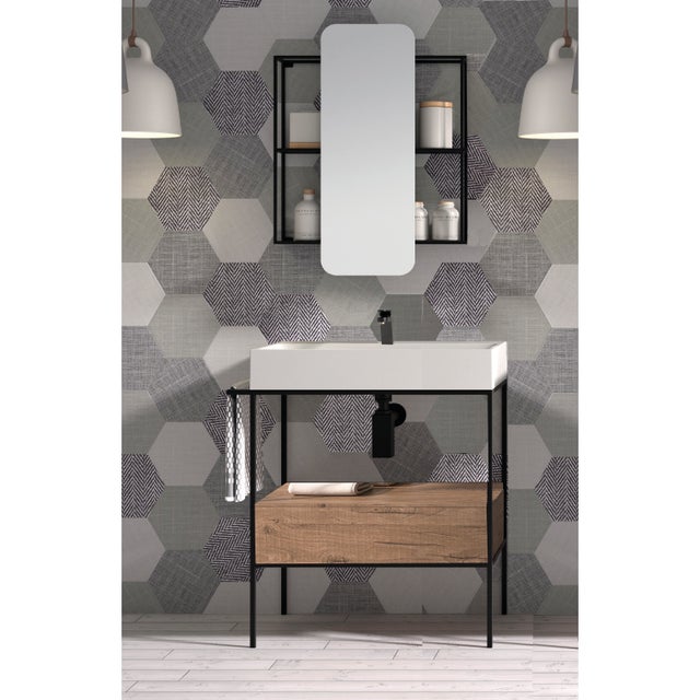 Mobile da bagno a terra sotto lavabo L 80 x H 77 x P 45 cm marrone satinato, 1 cassetto MADERO OUTLINE