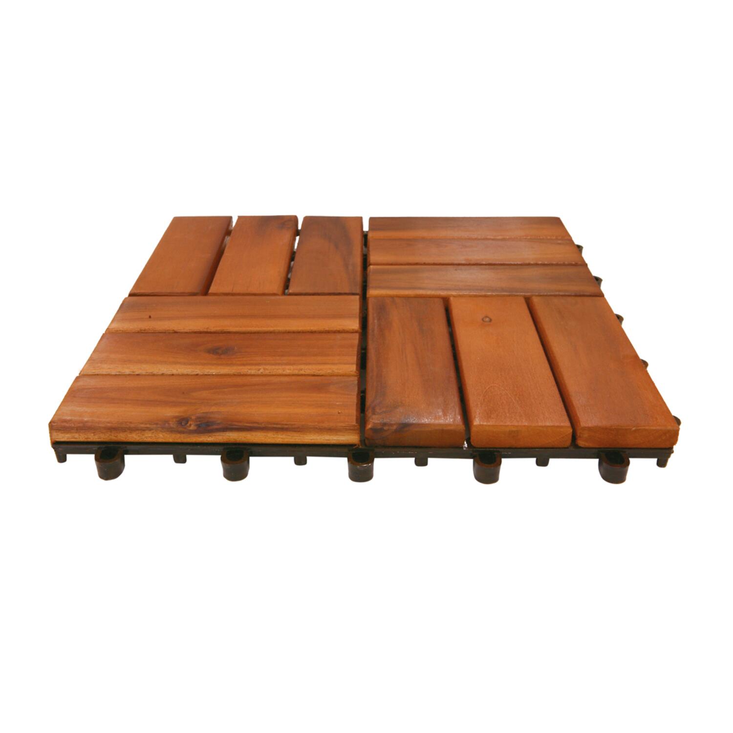 Piastrella a incastro da esterno in legno di acacia miele L 30 x L 30 cm x Sp. 25 mm - 6