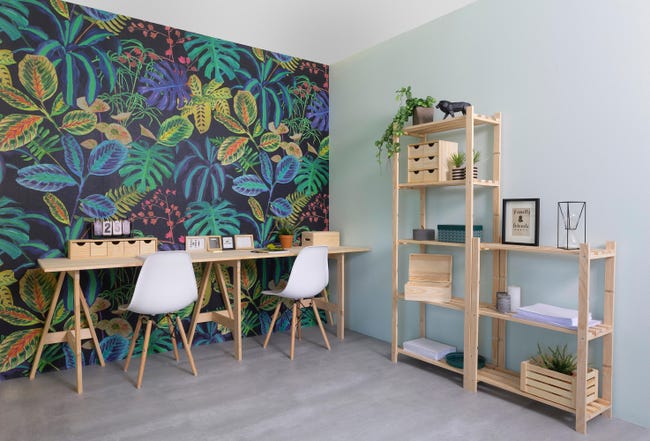 Scaffalatura Con Box In Legno Naturale Con Profilo In Ferro Verniciato Nero 120 X 60 Cm H 220 Cm 6 Moduli - Foto 6