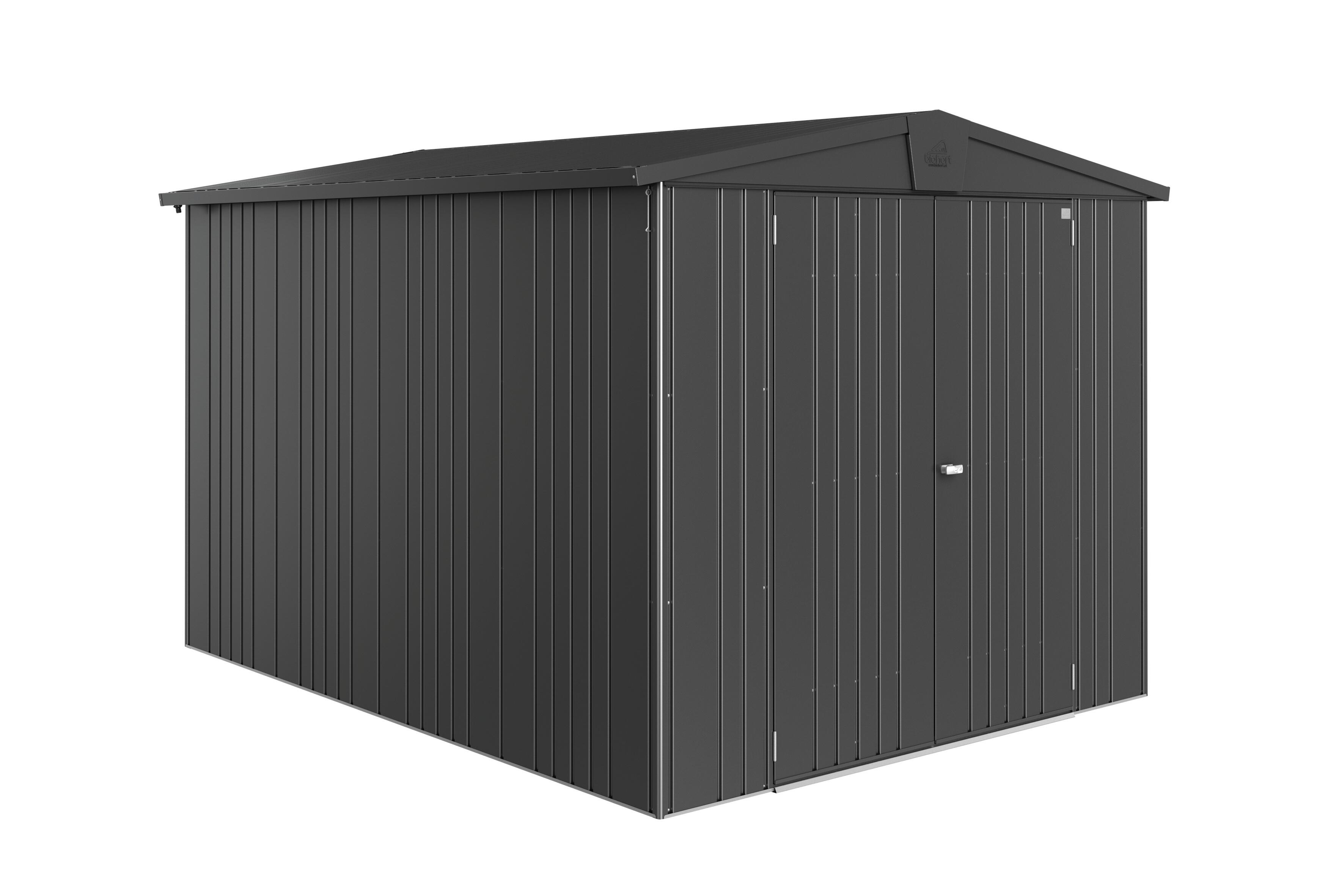Caseta de metal europa 6 de 244x203x300 cm y 7.32 m2 con 0.5 mm espesor y doble puerta abatible biohort