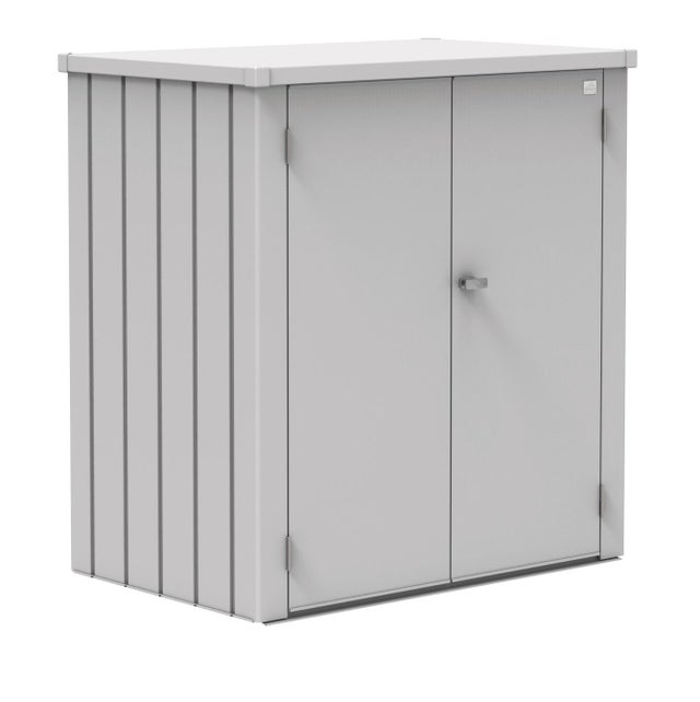 Armario de acero para exterior BIOHORT Romeo 132 x 140 x 87 cm y capacidad de 1300 L gris plata