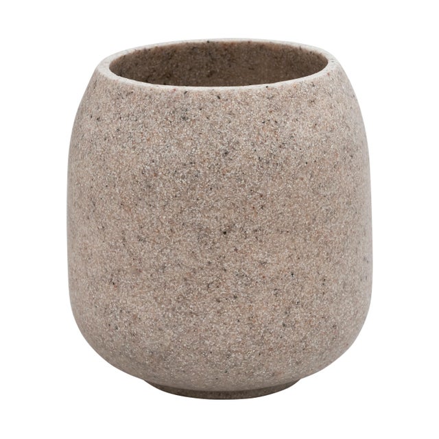 Bicchiere da bagno porta spazzolini Afra  L 10 x H 11.5 in resina sabbia