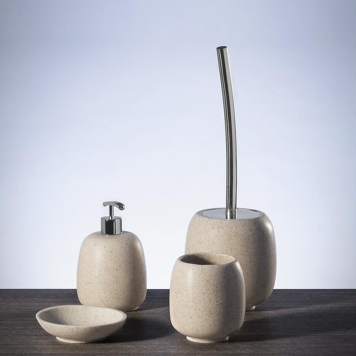 Bicchiere da bagno porta spazzolini Afra  L 10 x H 11.5 in resina sabbia - 7