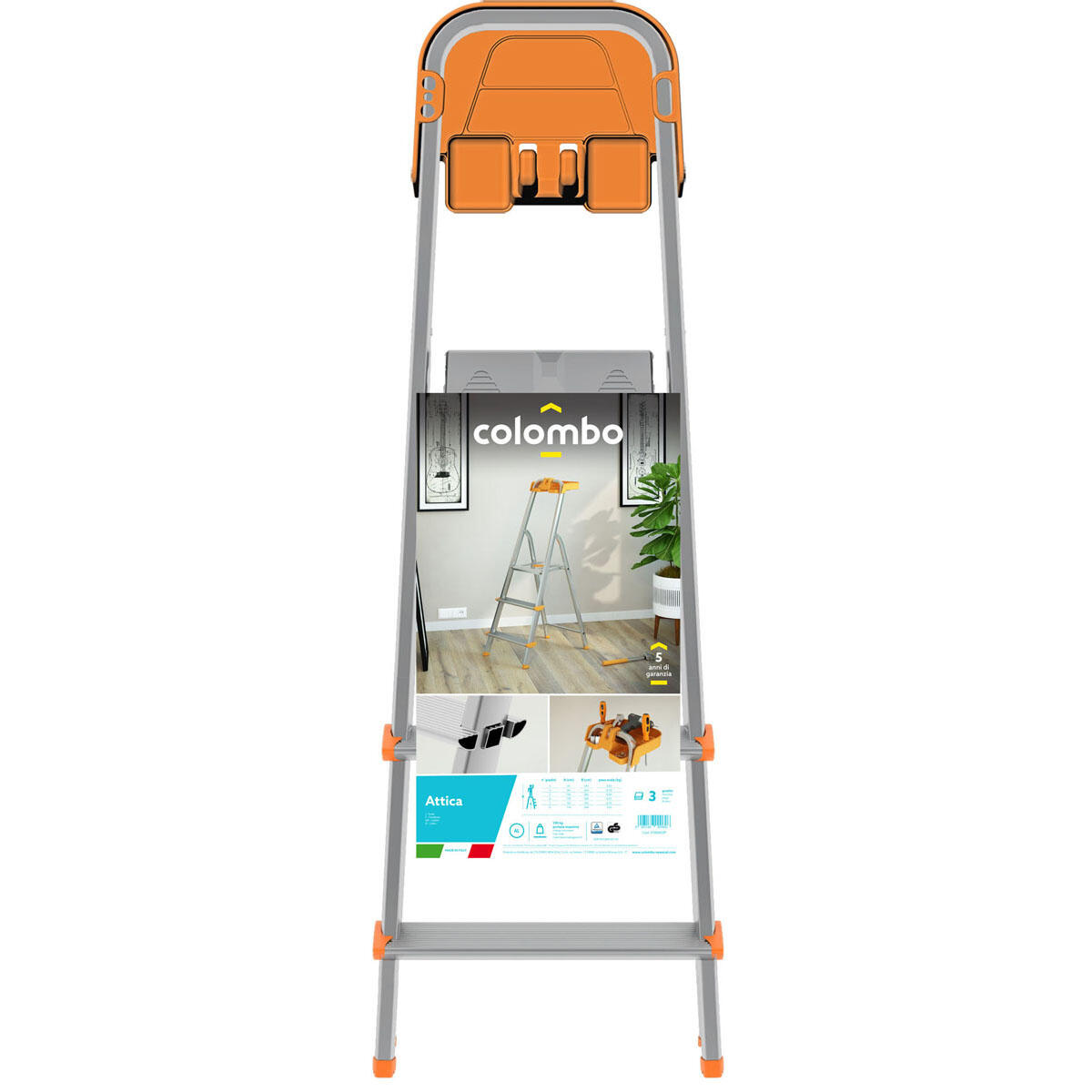 Scaletta COLOMBO Attica in alluminio 3 gradini 150 kg - 3