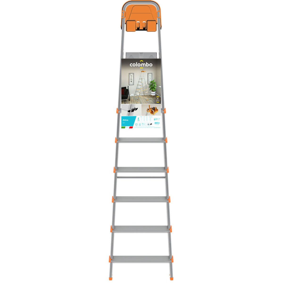 Scala COLOMBO Attica in alluminio 7 gradini 150 kg - 3