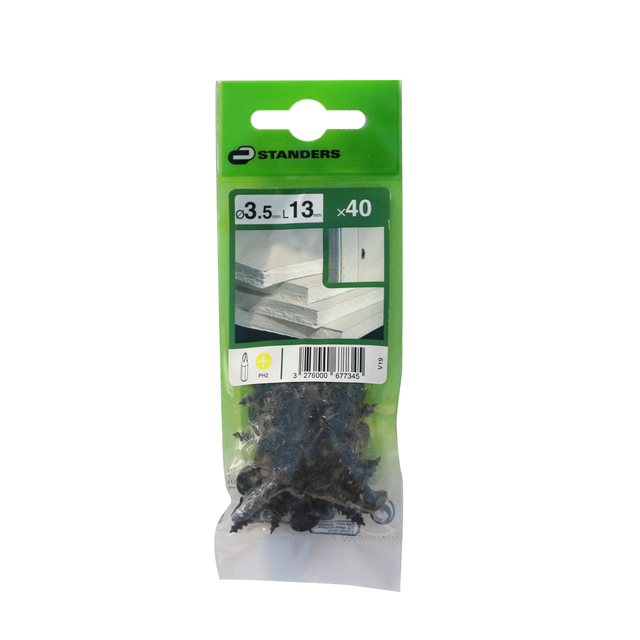 40 Tornillo para placas de yeso STANDERS con cabeza avellanada, ø 3.5 x L. 13 mm