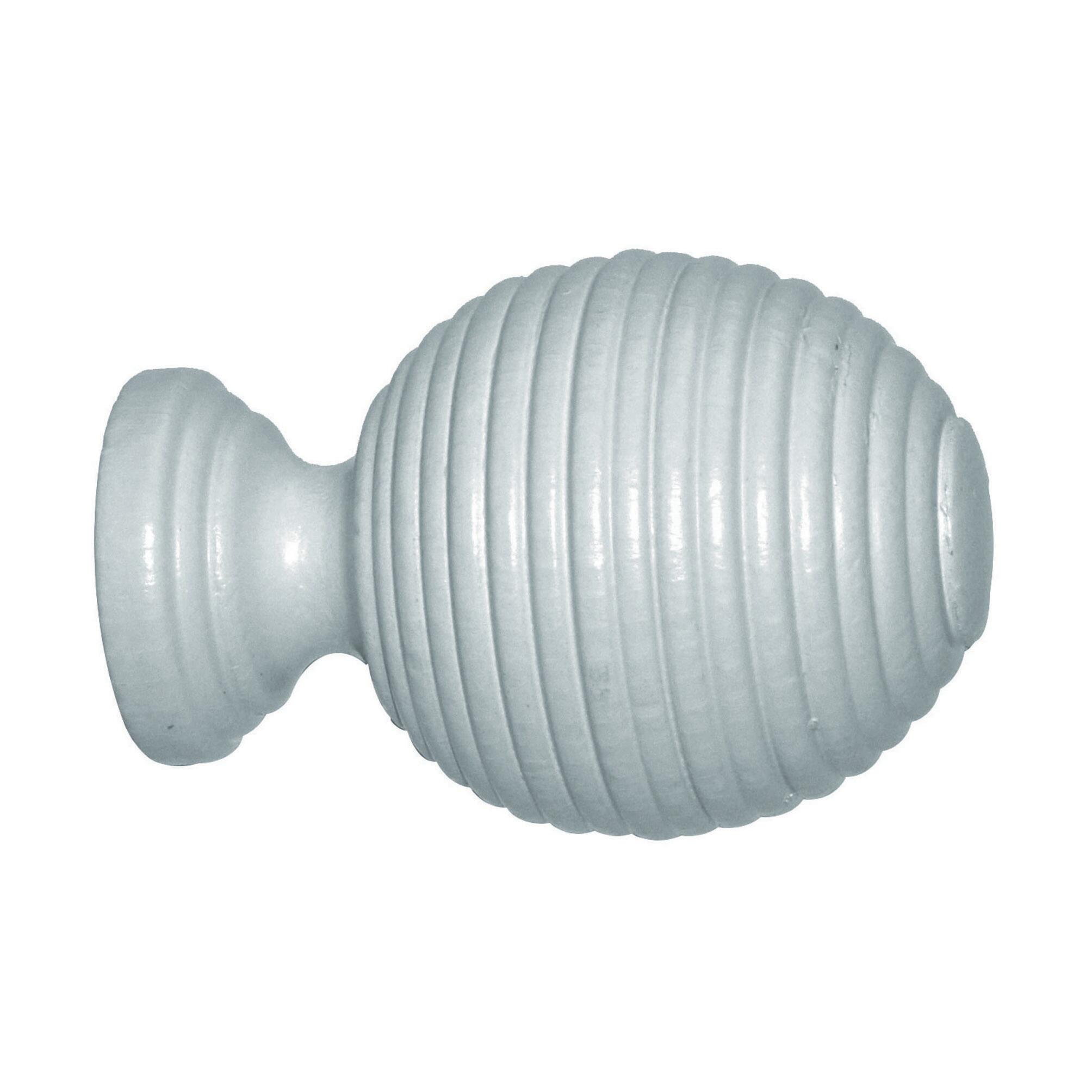 1 Terminal para barra de cortina Bola Raya Design INSPIRE madera blanco lacado para barra diámetro 28 mm - 5
