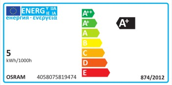 Set da 4 lampadine LED, E14 goccia, fumé, luce calda, 5.5W= 470 LM (equiv 40 W), 220°, OSRAM - 6