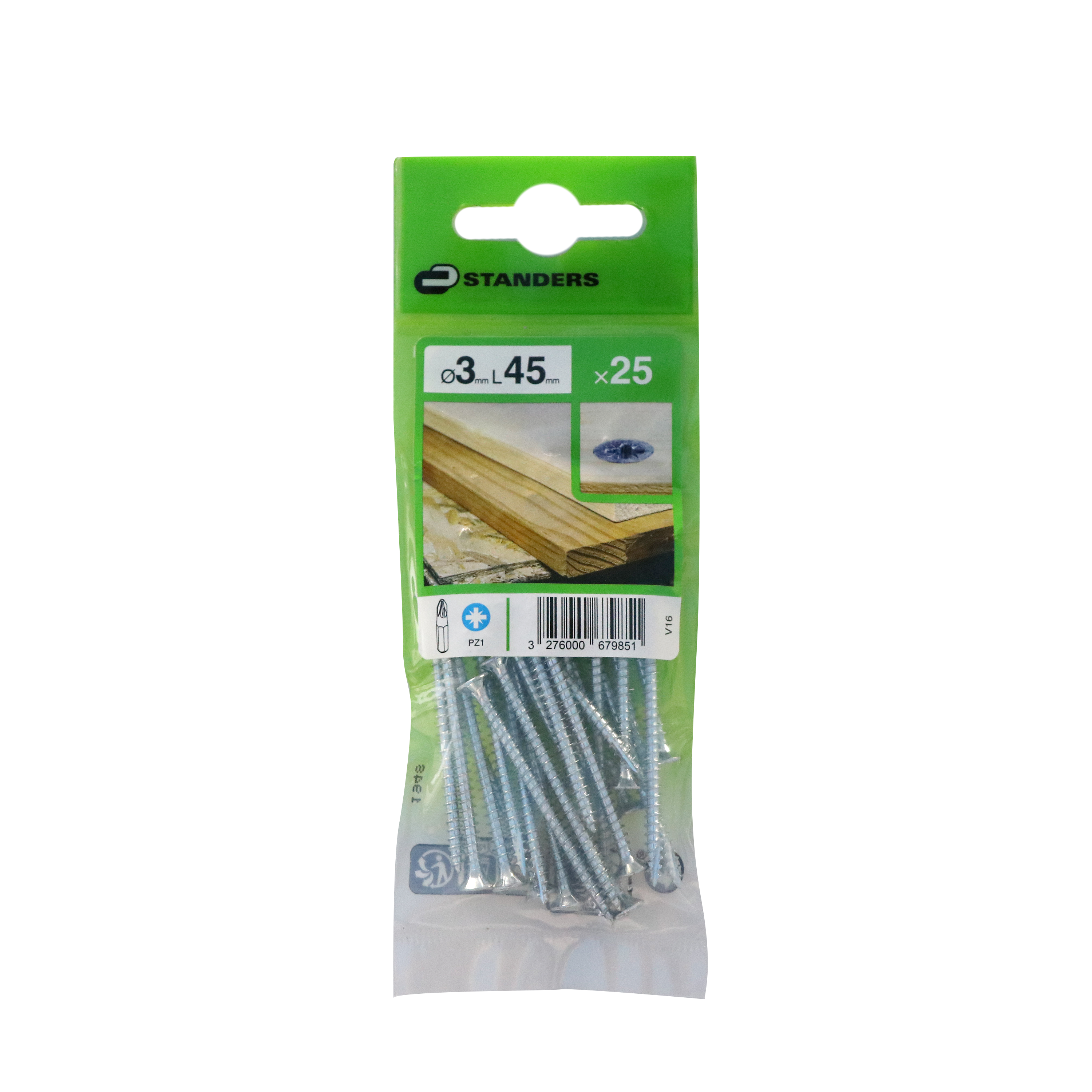 25 vis acier tête fraisée pozidriv STANDERS, Ø3 x L.45 mm - 5