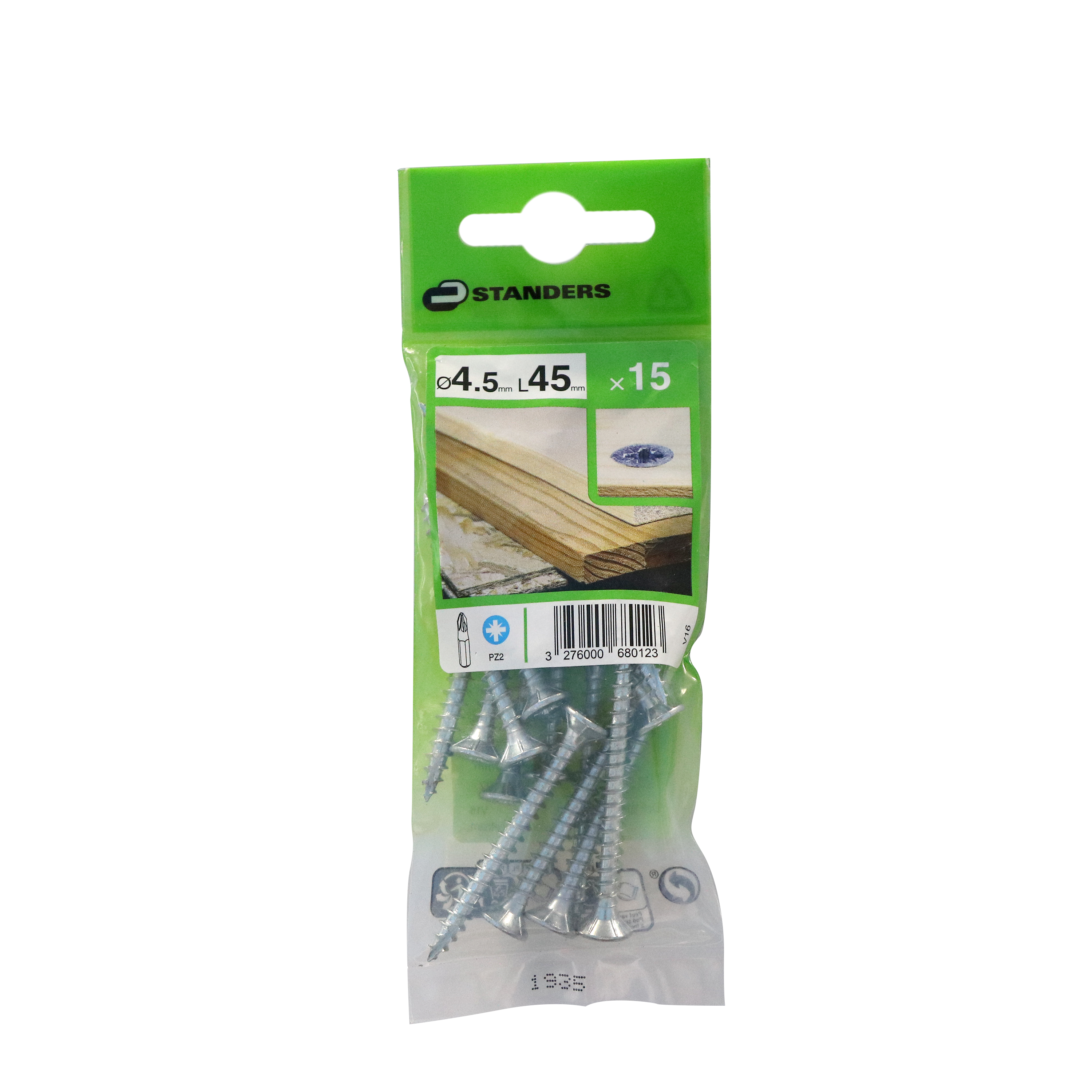 15 vis acier tête fraisée pozidriv STANDERS, Ø4.5 x L.45 mm - 5