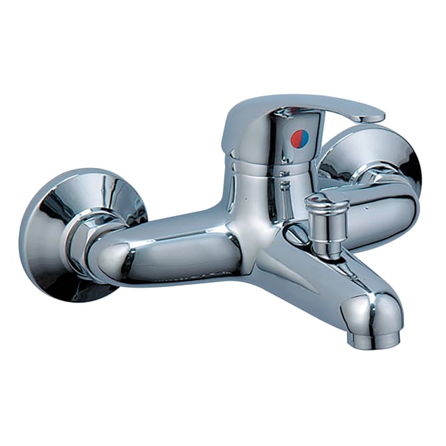 Rubinetto per vasca getto laminare cristallino Nerea per muro cromo