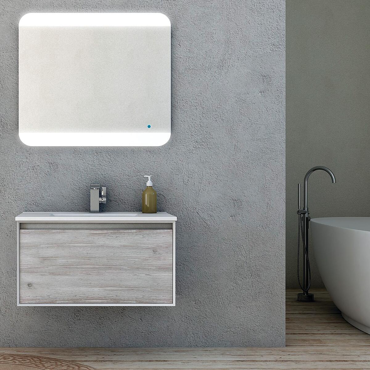 Lavabo d'appoggio rettangolare New L 75 x H 1.8 x P 46 cm in ceramica bianco - 2