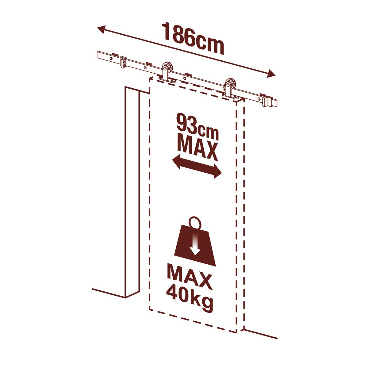 Pack puerta de interior corredera ciega maciza madera Granero pino anchura 82,5cm +guia corredera - 7