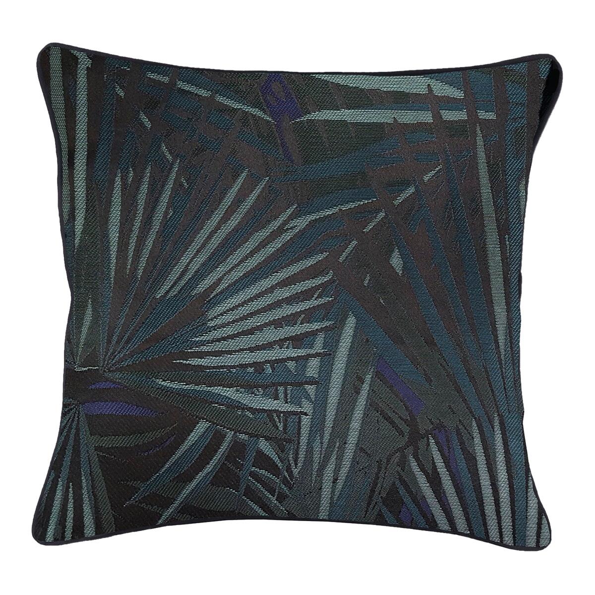 Cojín decorativo cuadrado bahamas hoja jacquard poliéster verde 45x45cm