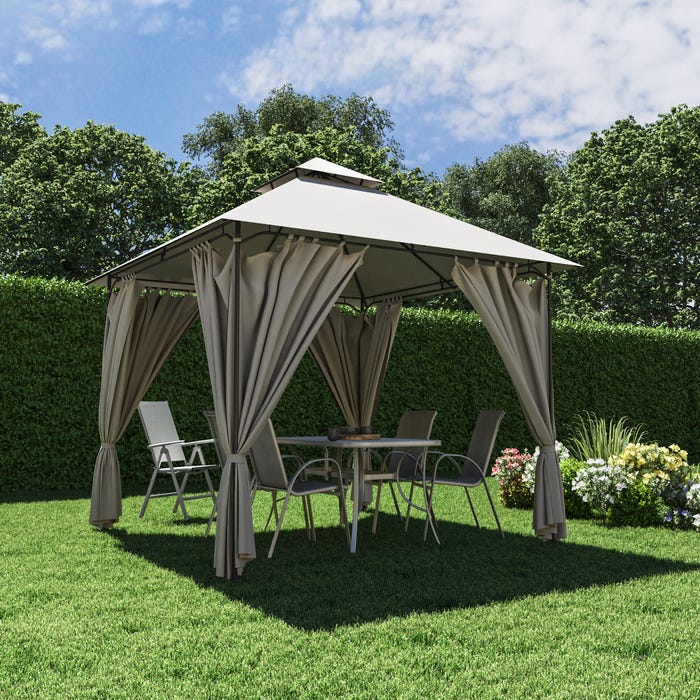 PERGOLA MET NATERIAL OXIS 300X300CM TOPO